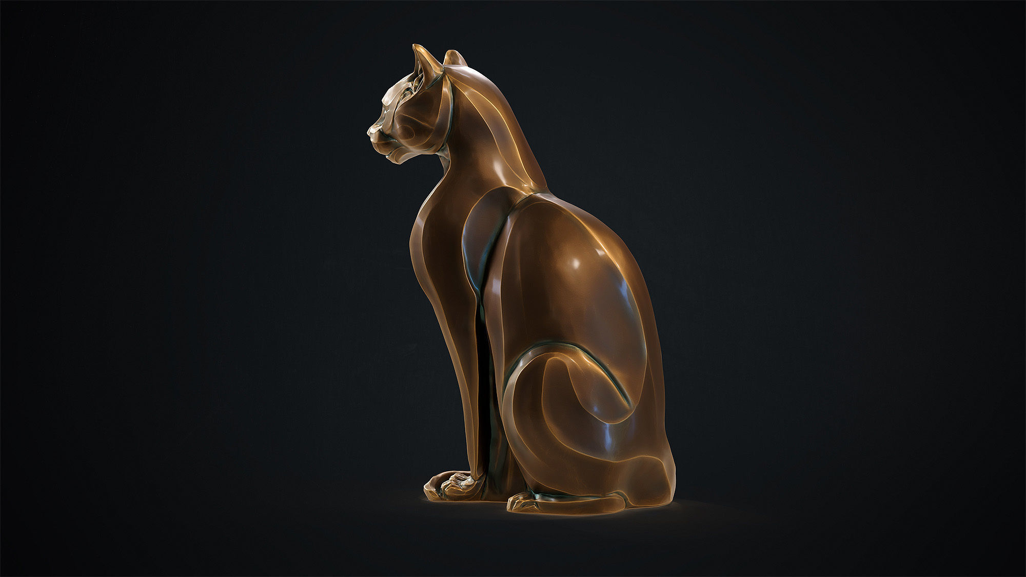 Cat figurine domestic stylized sitting 3d print 3D print model_14