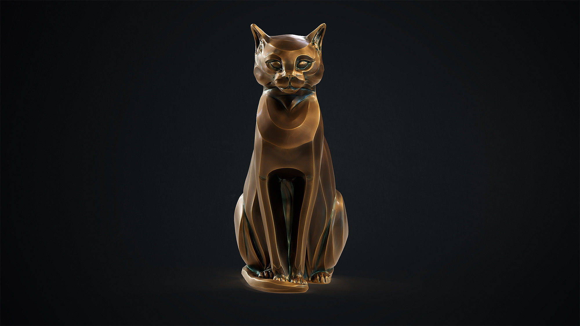 Cat figurine domestic stylized sitting 3d print 3D print model_18
