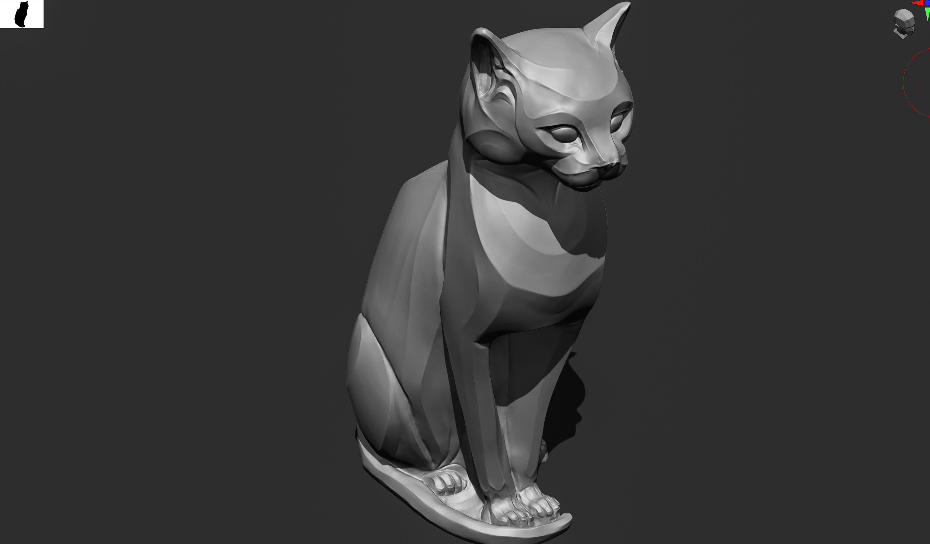 Cat figurine domestic stylized sitting 3d print 3D print model_31