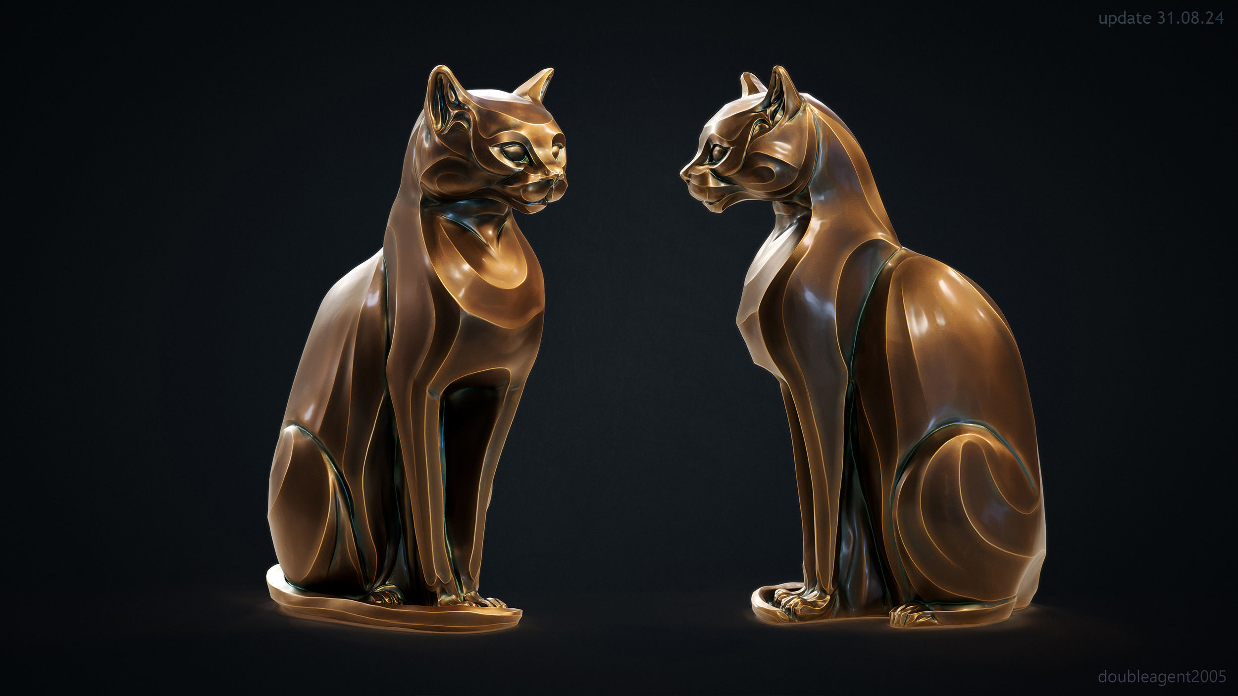 Cat figurine domestic stylized sitting 3d print 3D print model_1