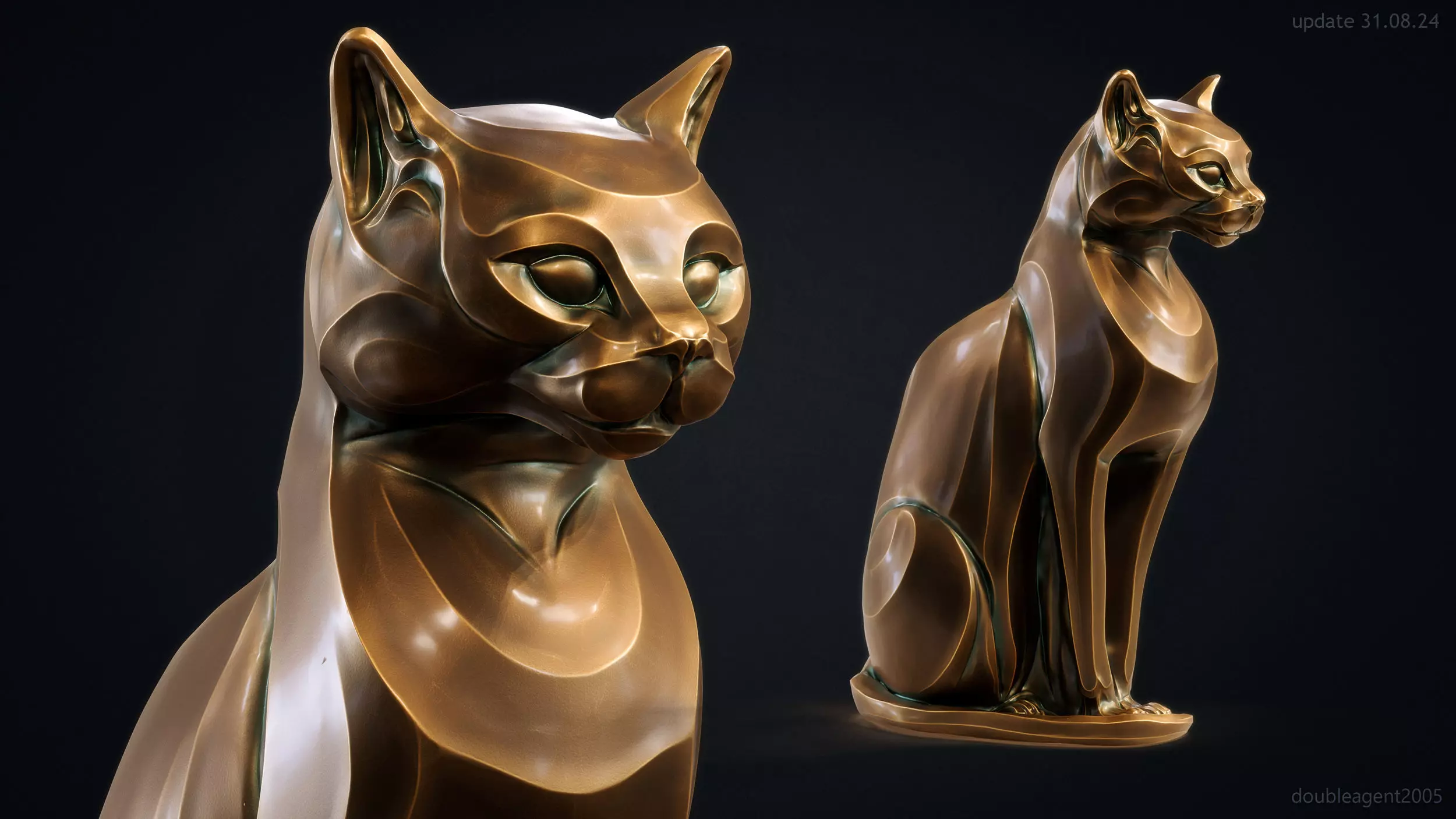 Cat figurine domestic stylized sitting 3d print 3D print model_0
