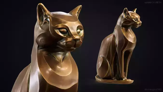 Cat figurine domestic stylized sitting 3d print 3D print model