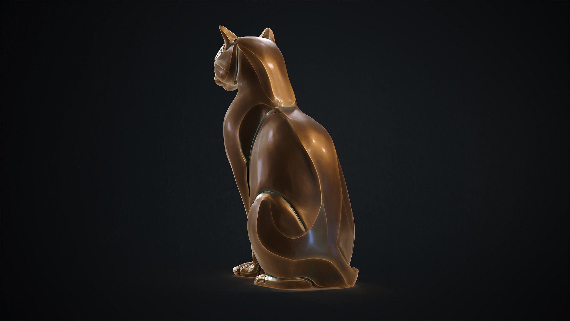 Cat figurine domestic stylized sitting 3d print 3D print model_13