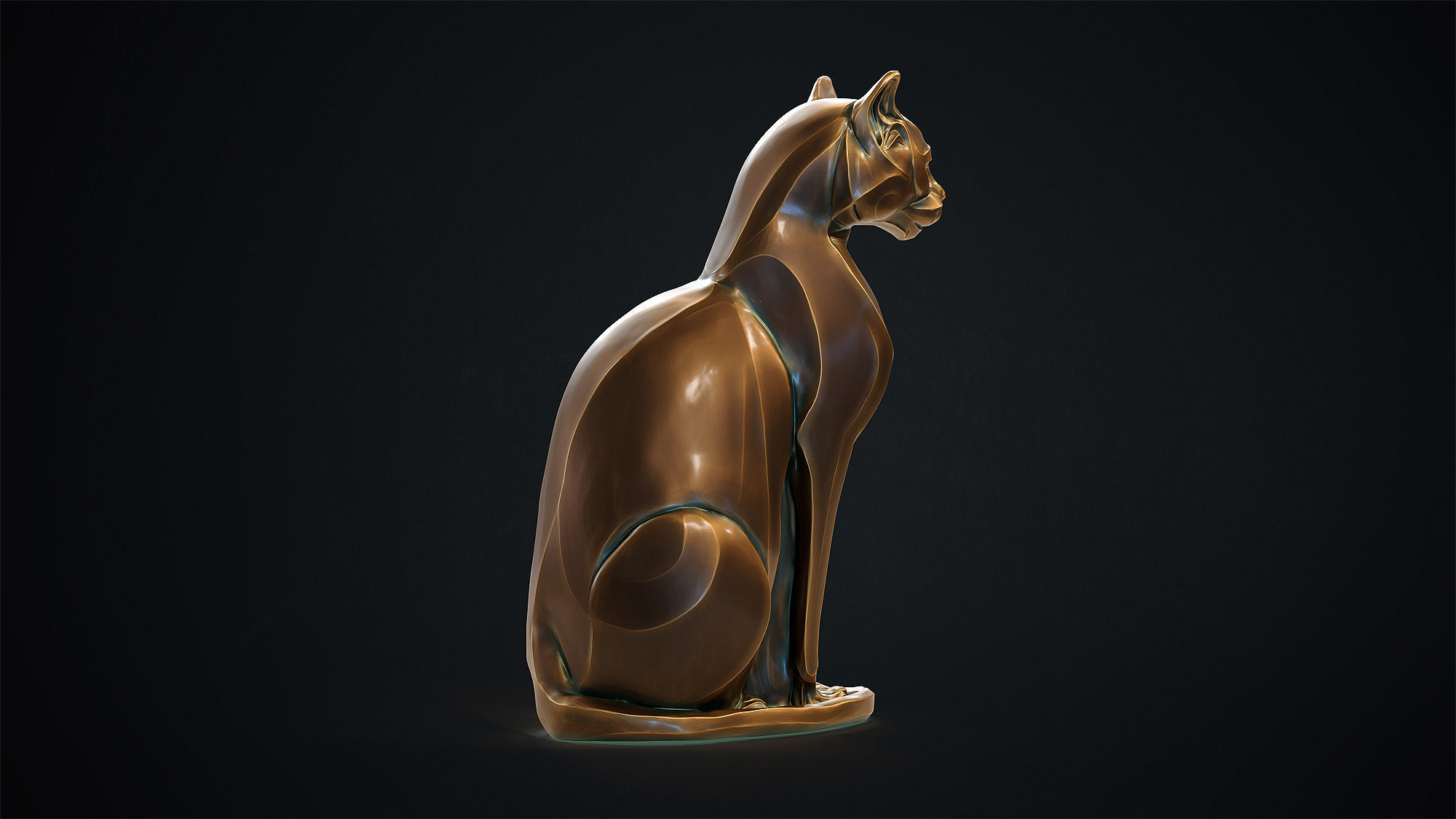 Cat figurine domestic stylized sitting 3d print 3D print model_10