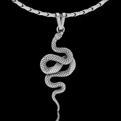 snake silver gold pendant printable 3d model 