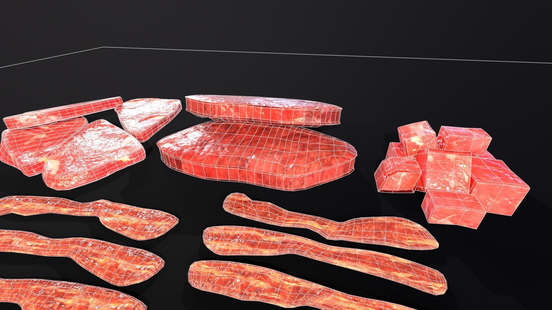 Raw Meat and Bacon Low-poly 3D model_13