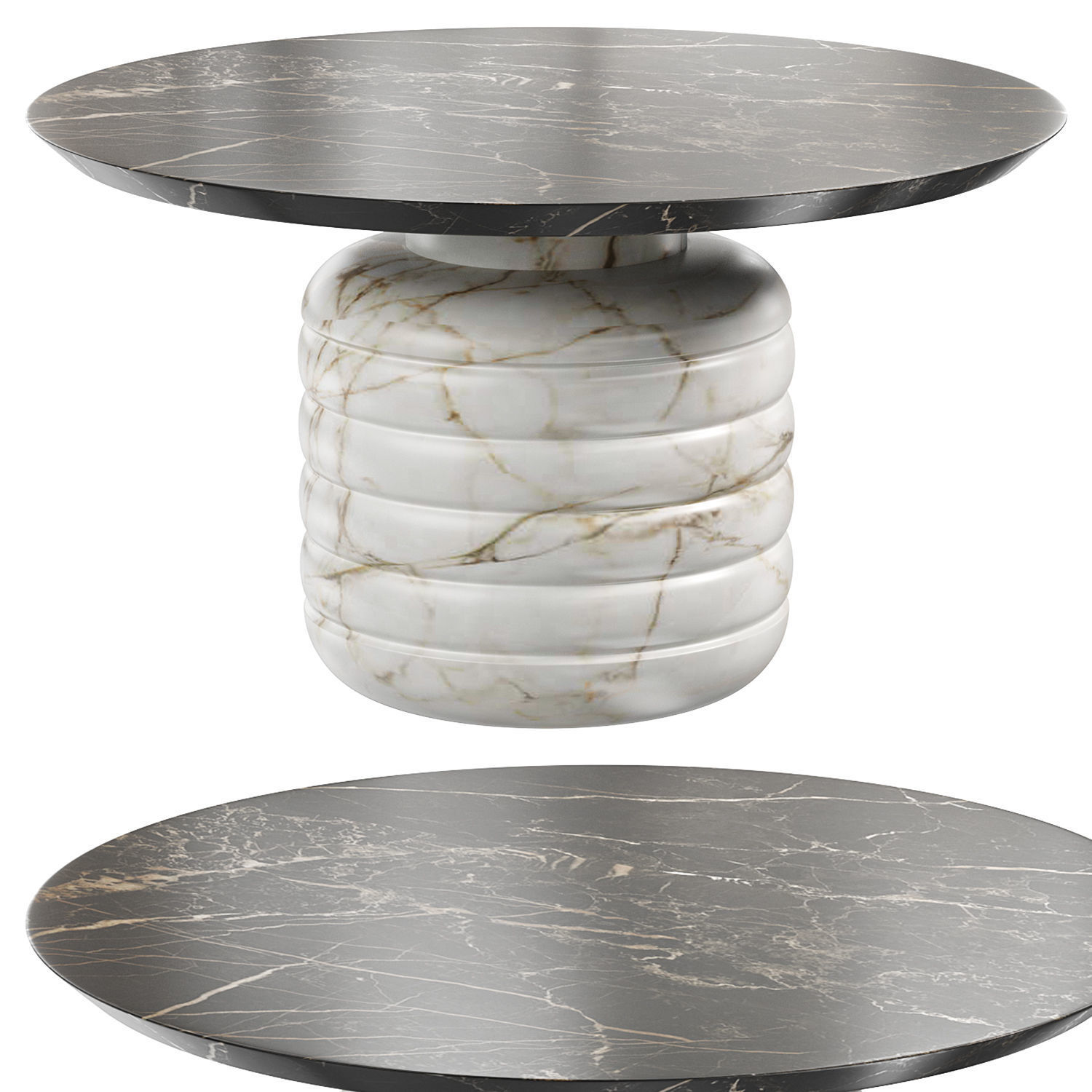 Jean Marble Round Side Table 3D model_1