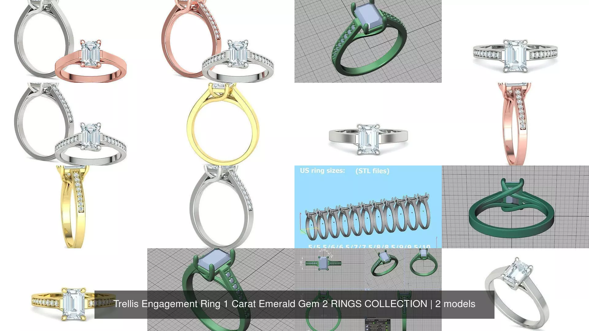 Trellis Engagement Ring 1 Carat Emerald Gem 2 RINGS COLLECTION _1