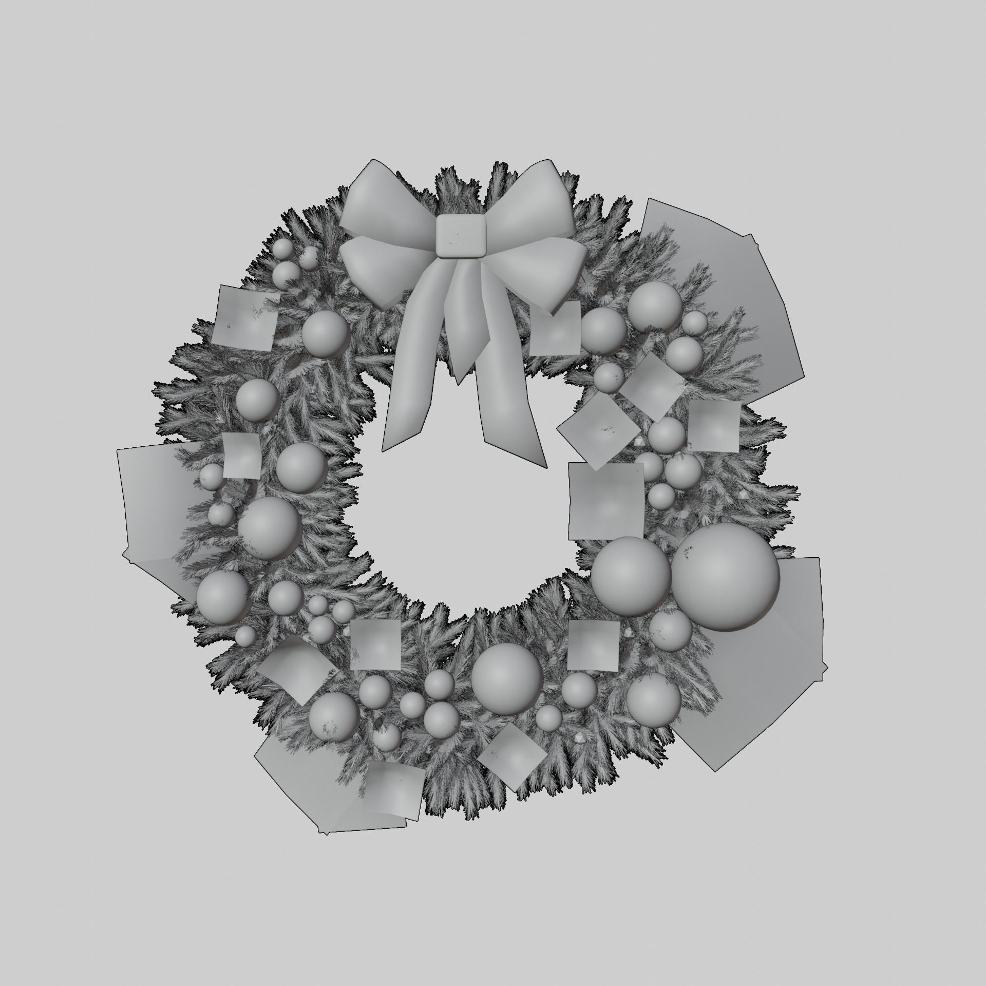 Christmas wreath 3D model_1
