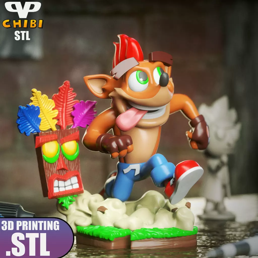 Crash Bandicoot Chibi STL for 3D Printing ChibiSTL 3DXM 3D print model