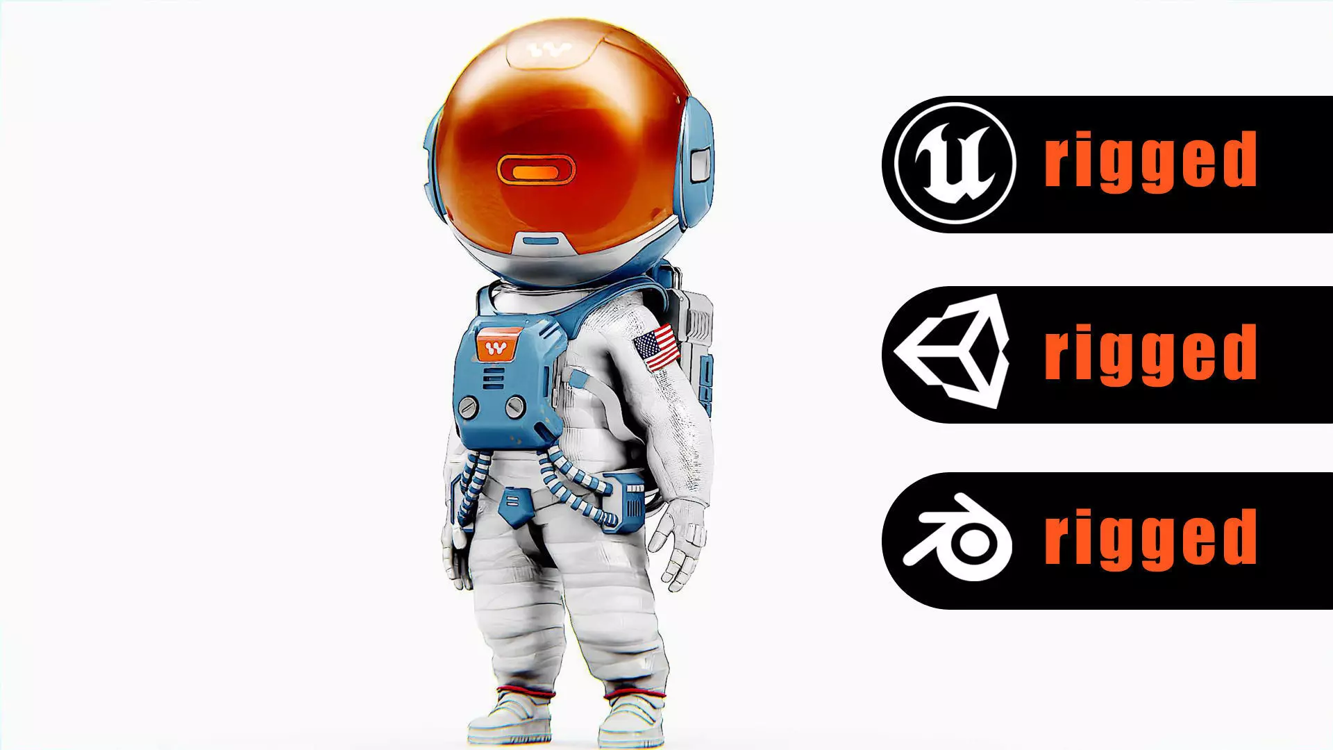 TOON ASTRONAUT JEREMY Rigged for Unreal Engine - Unity - MIXAMO 3D model_0