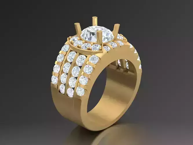 Men Diamond Wedding Band  Round-cut 10K Yellow Gold 1MR82