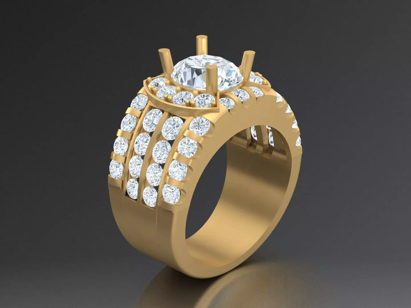 Men Diamond Wedding Band Round-cut 10K Yellow Gold 1MR82 3D print model