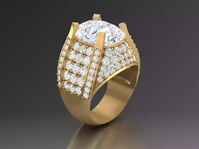 Men Diamond Wedding Band  Round-cut 10K Yellow Gold 1MR80