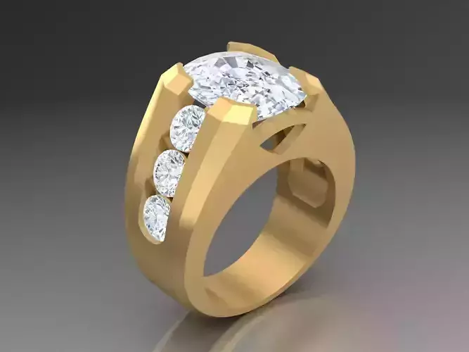 Men Diamond Wedding Band  Round-cut 10K Yellow Gold 1MR76