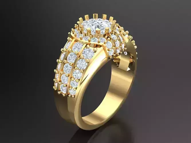 Men Diamond Wedding Band  Round-cut 10K Yellow Gold 1MR73