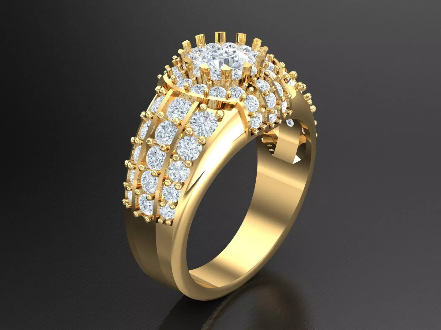 Men Diamond Wedding Band Round-cut 10K Yellow Gold 1MR73 3D print model