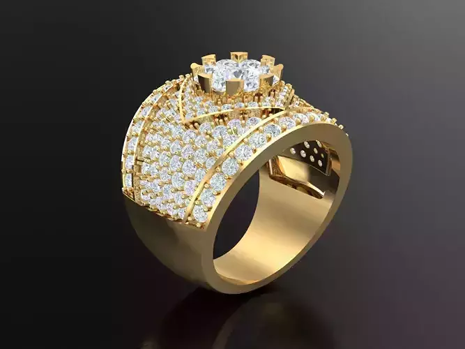 Men Diamond Wedding Band  Round-cut 10K Yellow Gold 1MR60