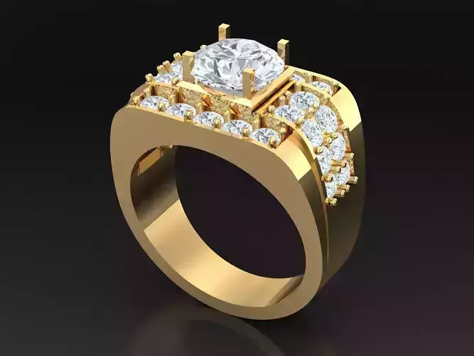 Men Diamond Wedding Band  Round-cut 10K Yellow Gold 1MR53