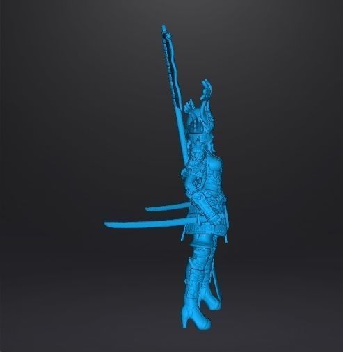 FEMALE SAMURAI WARLORD MINIATURE MODEL FANTASY GAMES DND RPG 3D print model_9