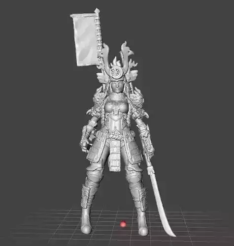 FEMALE SAMURAI WARLORD MINIATURE MODEL FANTASY GAMES DND RPG 3D print model