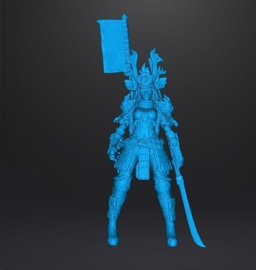 FEMALE SAMURAI WARLORD MINIATURE MODEL FANTASY GAMES DND RPG 3D print model_6