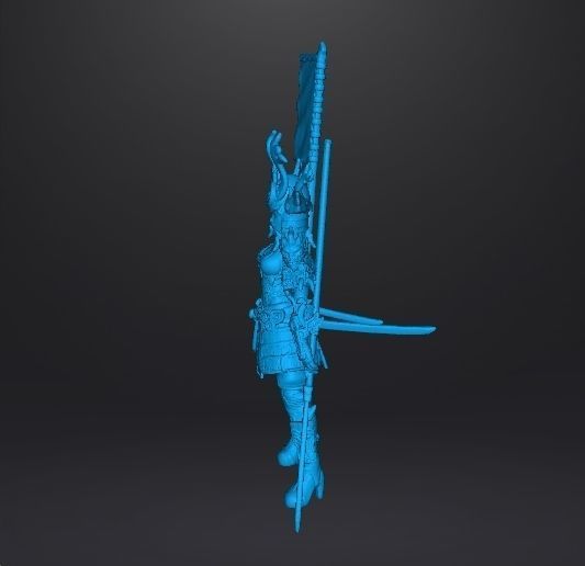 FEMALE SAMURAI WARLORD MINIATURE MODEL FANTASY GAMES DND RPG 3D print model_8