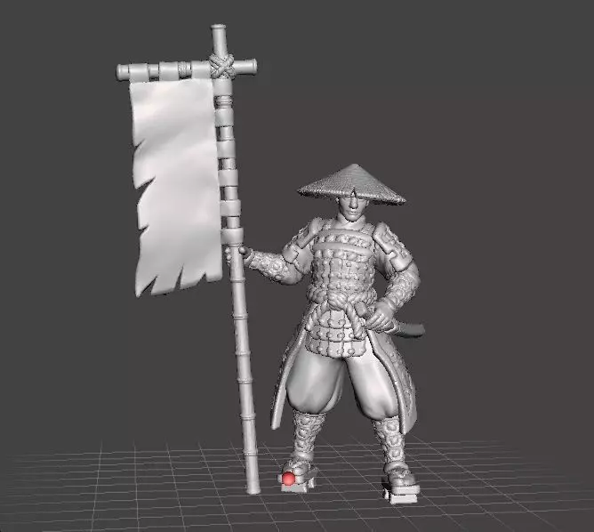 JAPANESE SAMURAI STANDARD BEARER MINIATURE MODEL FANTASY GAMES 3D print model_0
