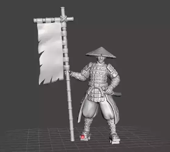 JAPANESE SAMURAI STANDARD BEARER MINIATURE MODEL FANTASY GAMES 3D print model