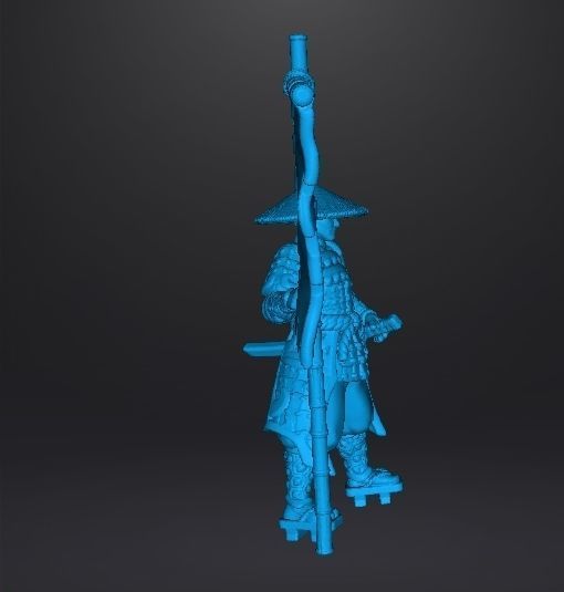 JAPANESE SAMURAI STANDARD BEARER MINIATURE MODEL FANTASY GAMES 3D print model_9