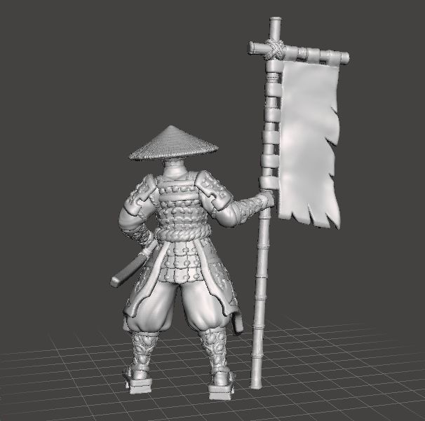 JAPANESE SAMURAI STANDARD BEARER MINIATURE MODEL FANTASY GAMES 3D print model_1