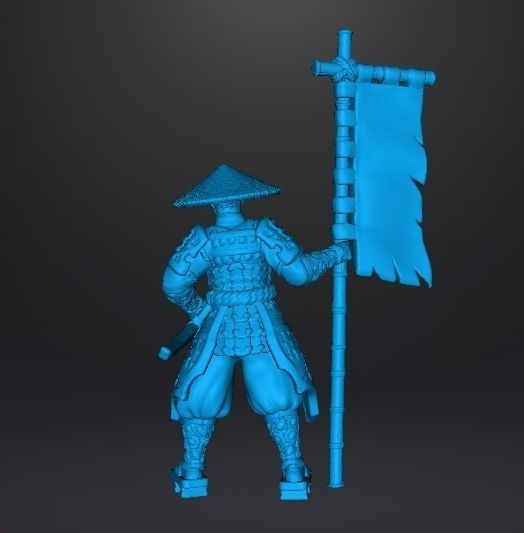 JAPANESE SAMURAI STANDARD BEARER MINIATURE MODEL FANTASY GAMES 3D print model_7