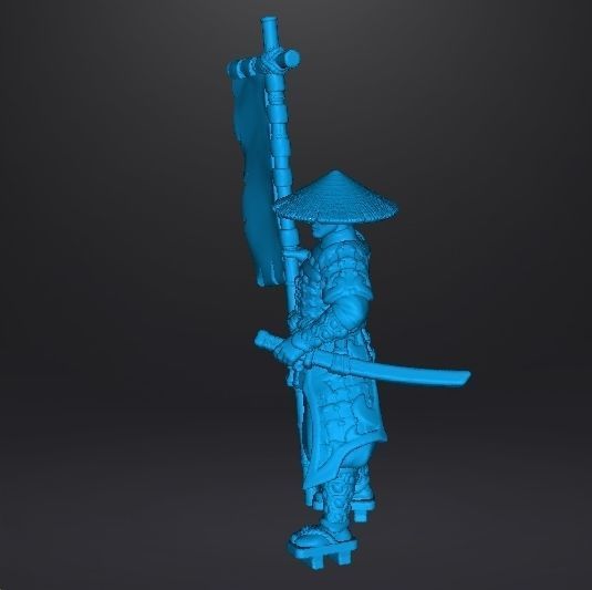 JAPANESE SAMURAI STANDARD BEARER MINIATURE MODEL FANTASY GAMES 3D print model_8