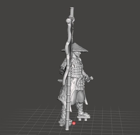 JAPANESE SAMURAI STANDARD BEARER MINIATURE MODEL FANTASY GAMES 3D print model_3