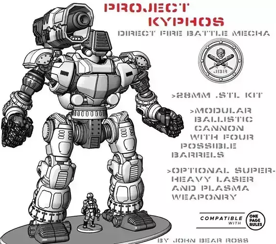 Project Kyphos-28mm Direct Fire Battle Mecha 3D print model