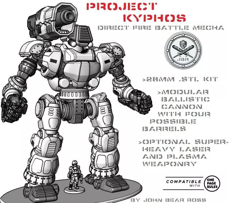 Project Kyphos-28mm Direct Fire Battle Mecha 3D print model_0