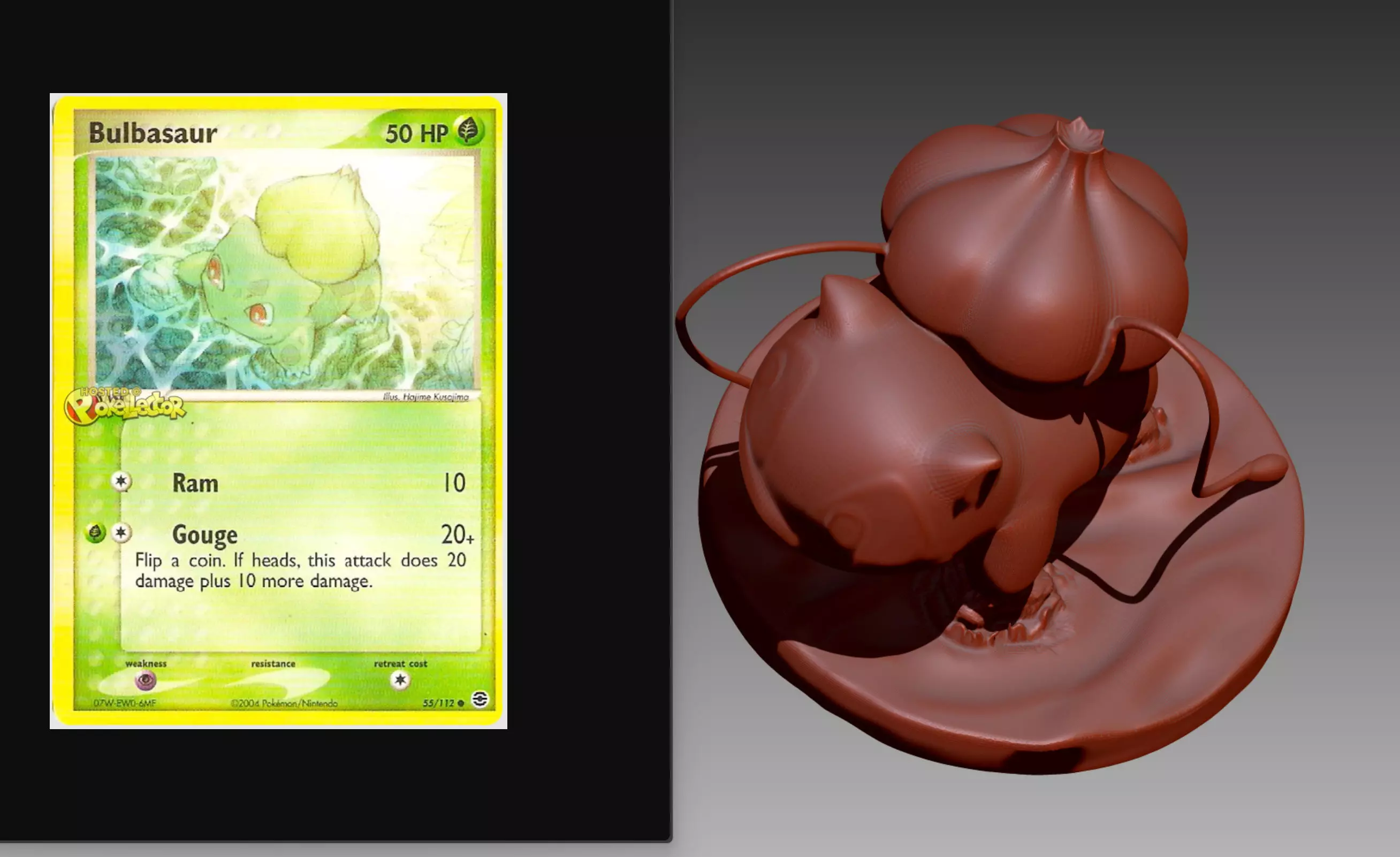 Bulbasaur on river rocks Pokemon OBJ STL 3D print model