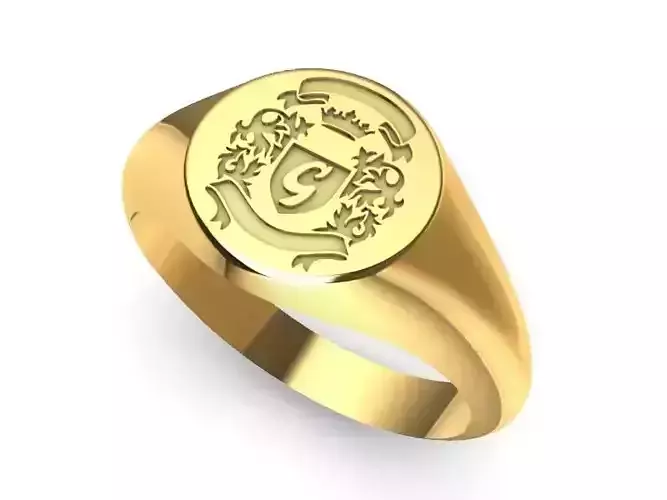 size 6 family crest G signet ring pinky 