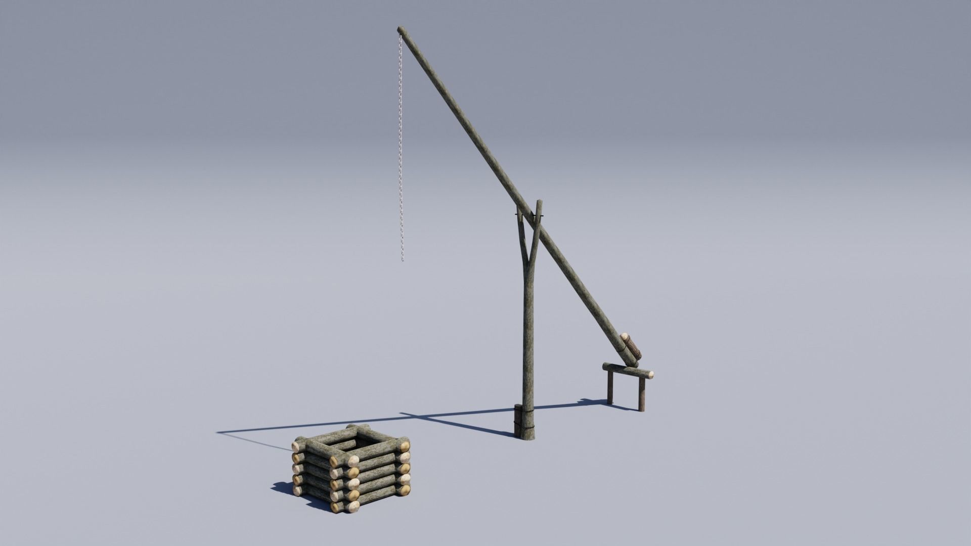 Ukrainian water well zhuravel shadoof Low-poly 3D model_1