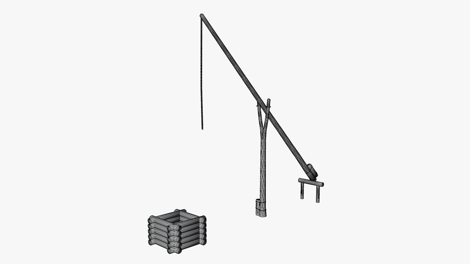 Ukrainian water well zhuravel shadoof Low-poly 3D model_7