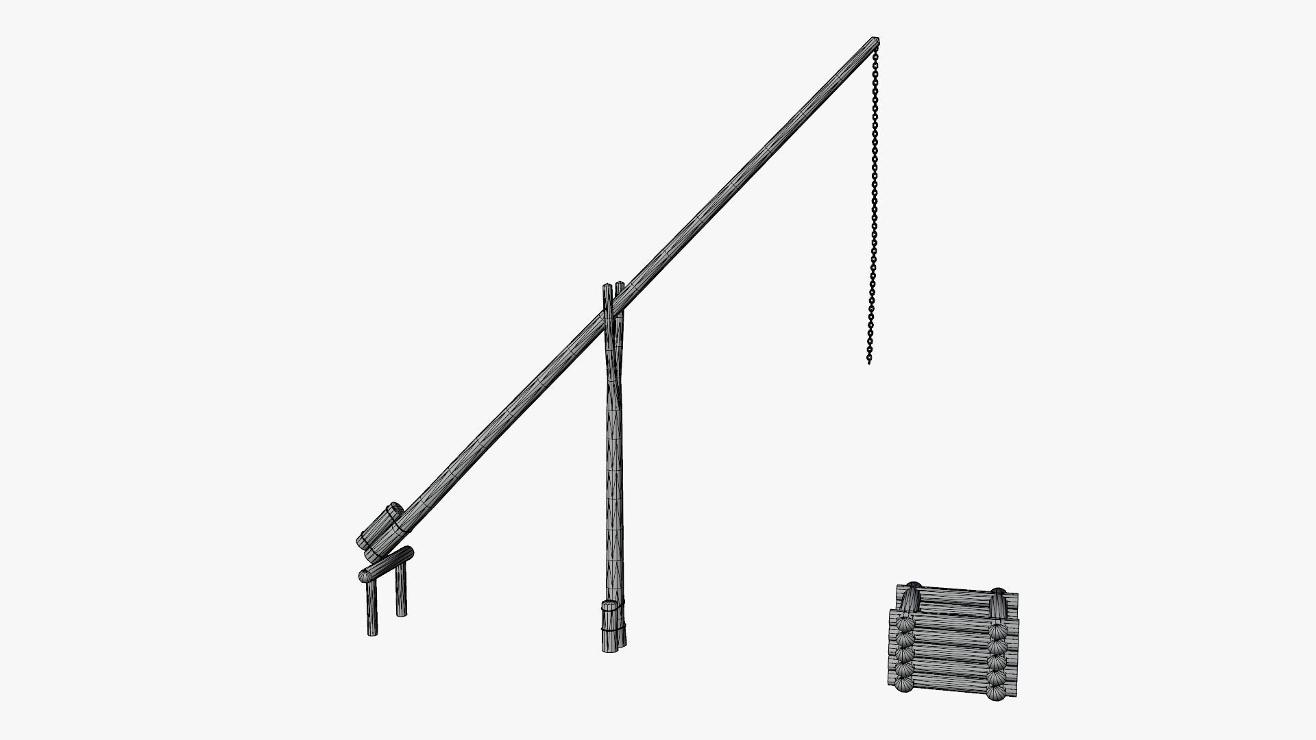 Ukrainian water well zhuravel shadoof Low-poly 3D model_11