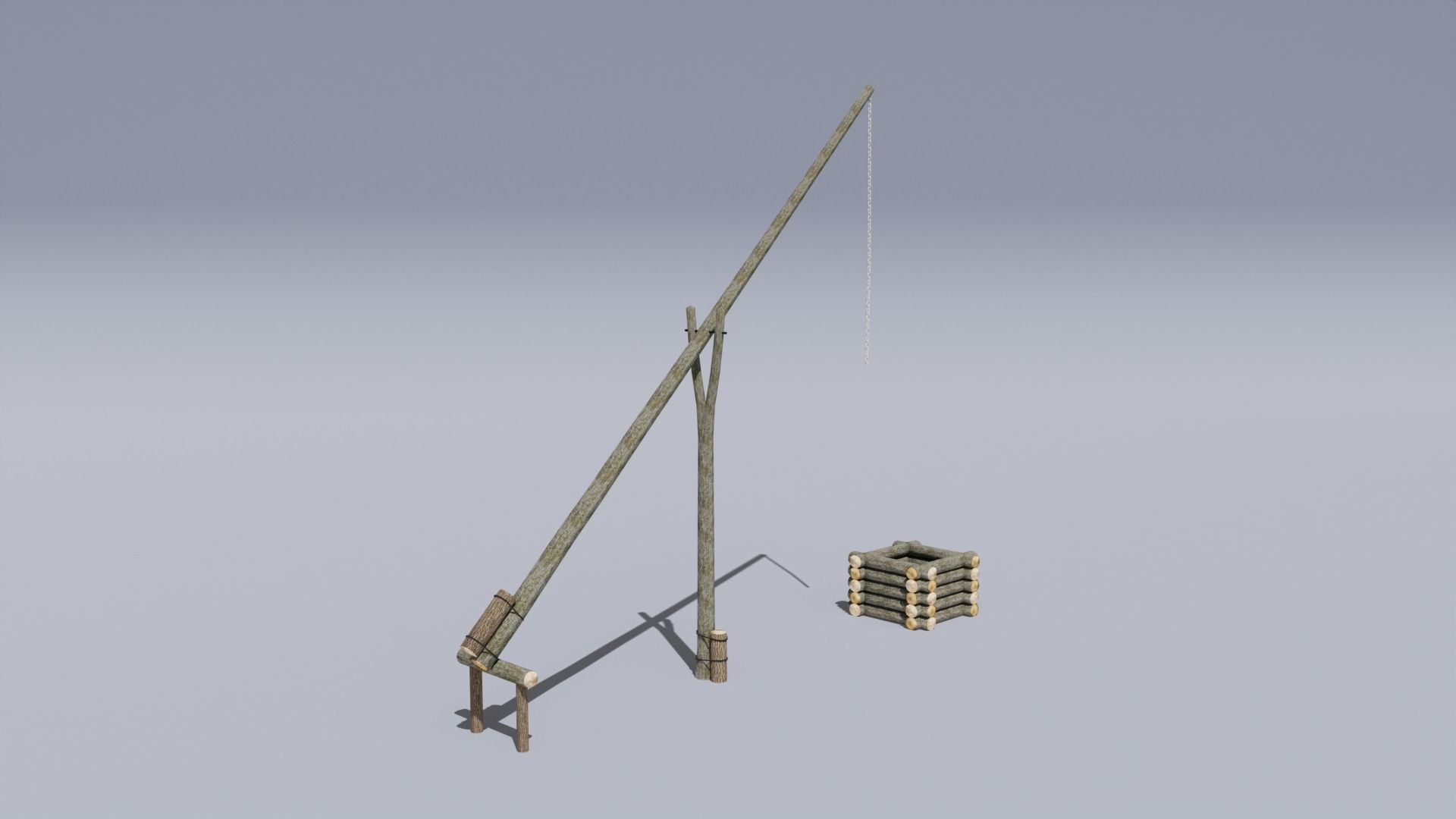 Ukrainian water well zhuravel shadoof Low-poly 3D model_4