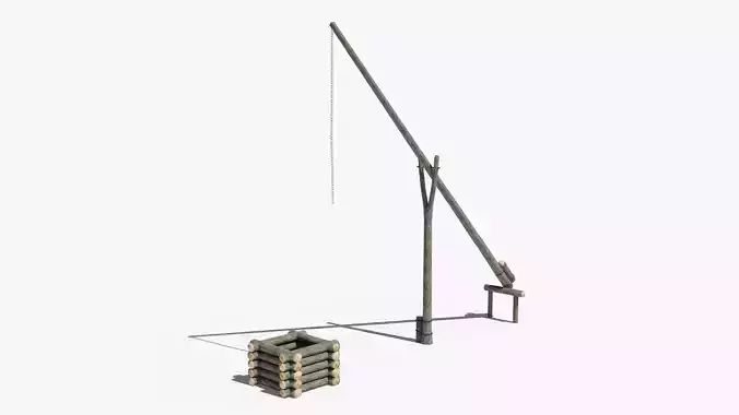 Ukrainian water well zhuravel shadoof Low-poly 3D model