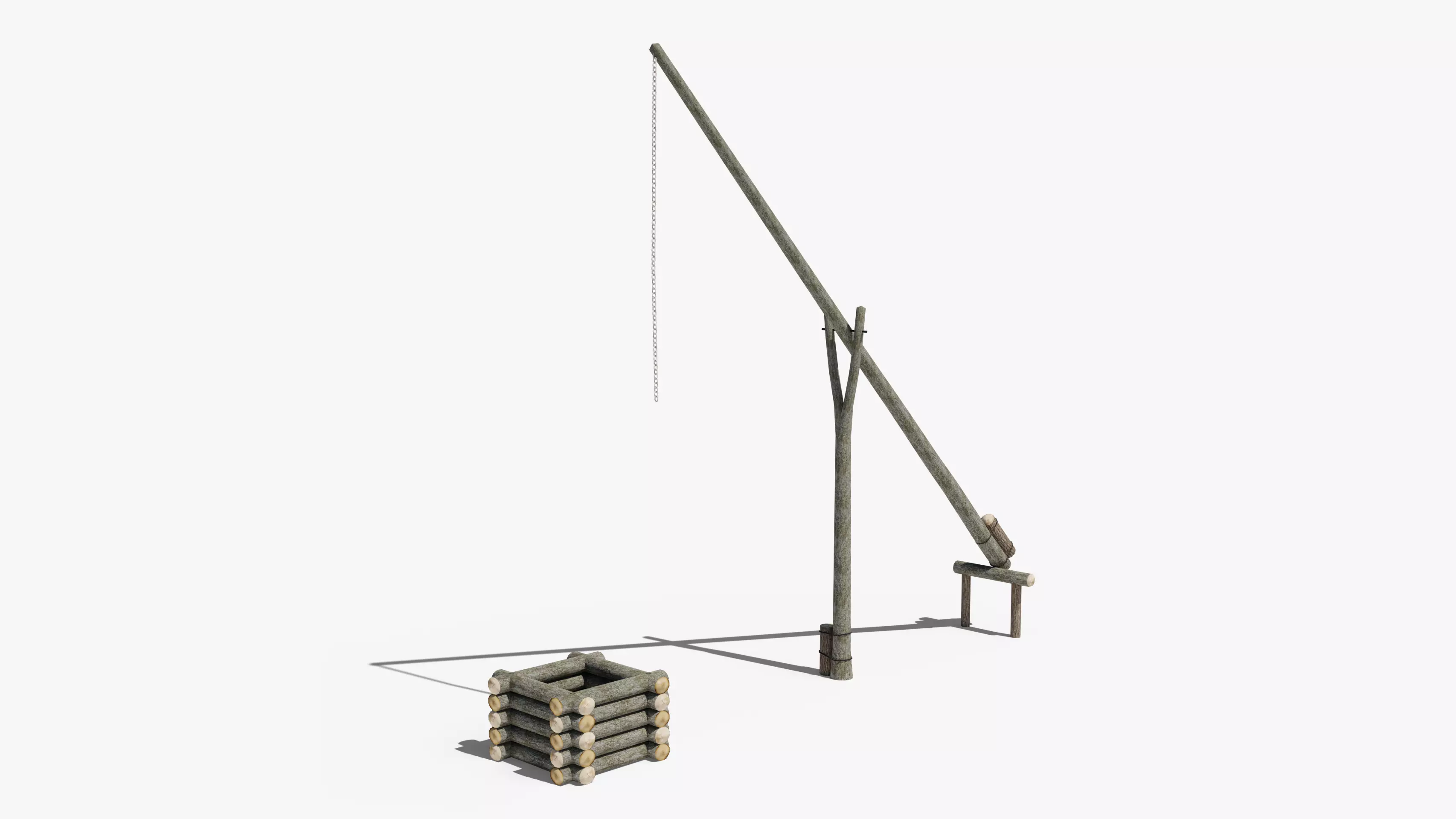 Ukrainian water well zhuravel shadoof Low-poly 3D model_0