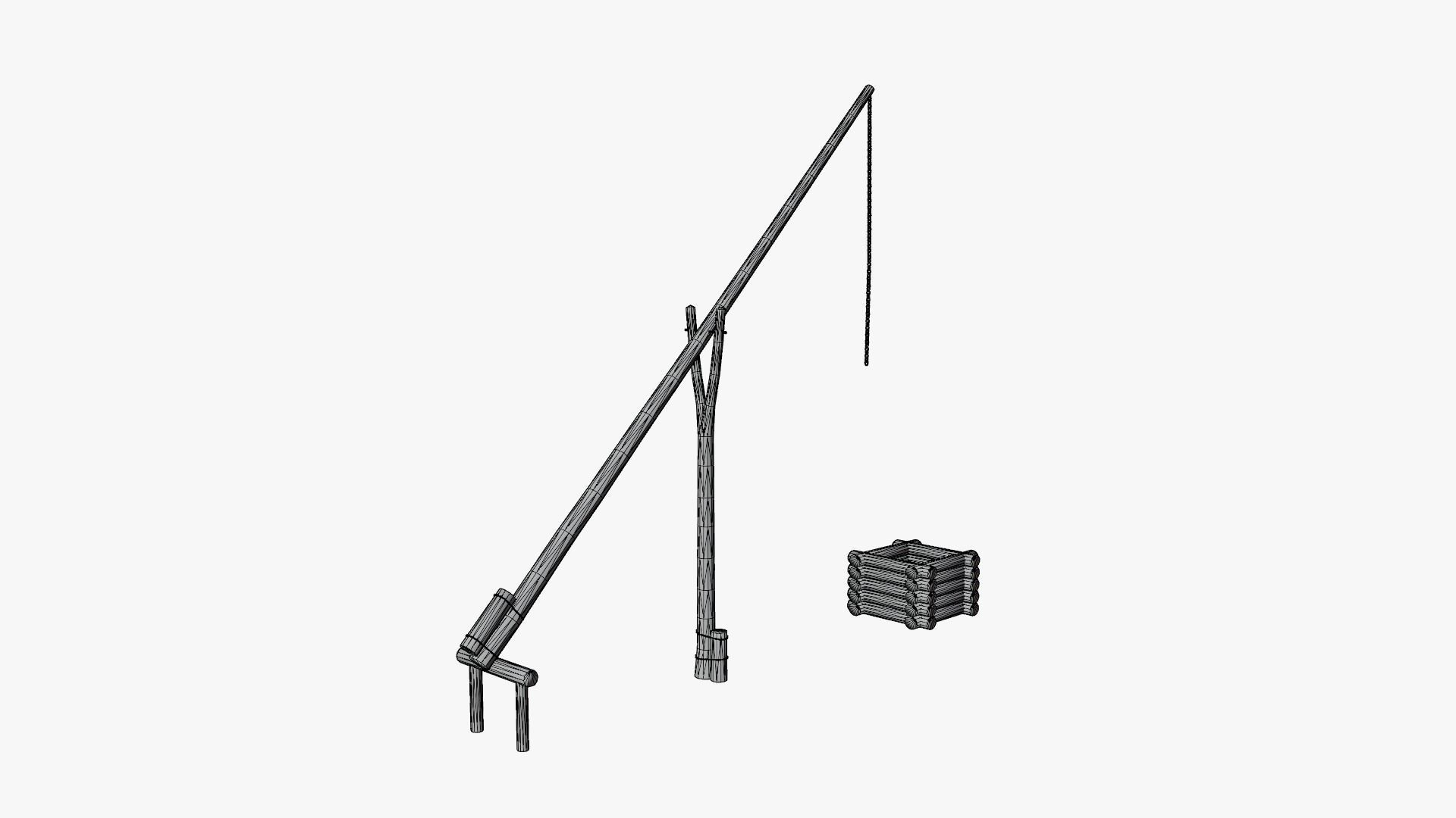 Ukrainian water well zhuravel shadoof Low-poly 3D model_10