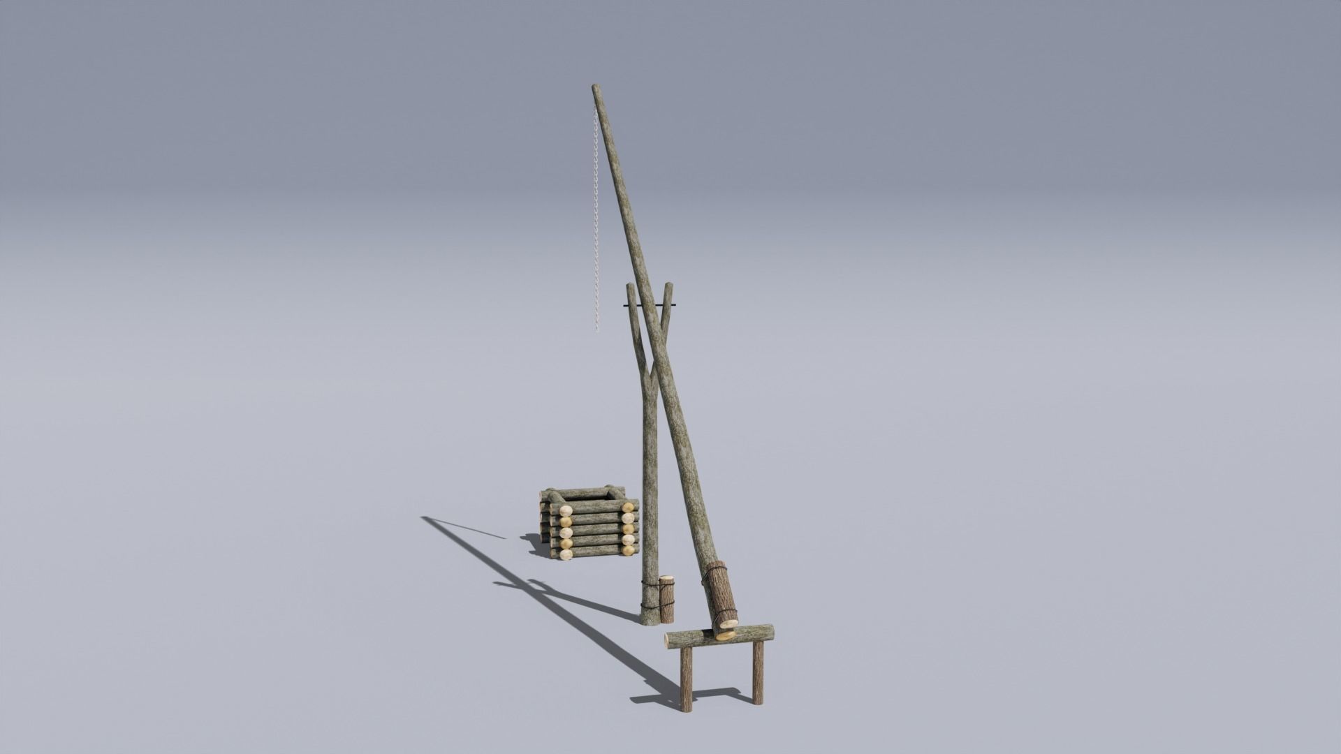Ukrainian water well zhuravel shadoof Low-poly 3D model_3