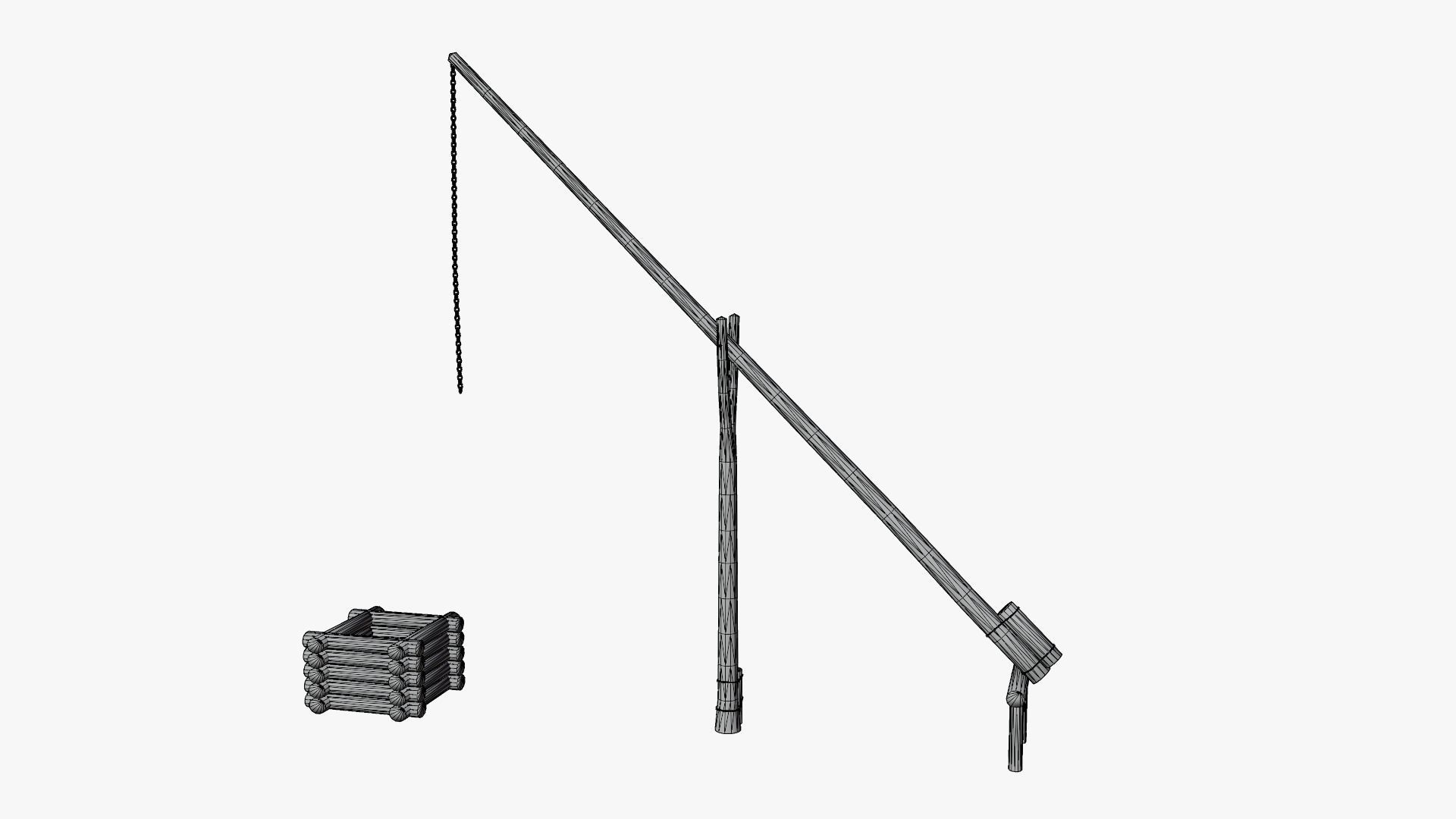 Ukrainian water well zhuravel shadoof Low-poly 3D model_8