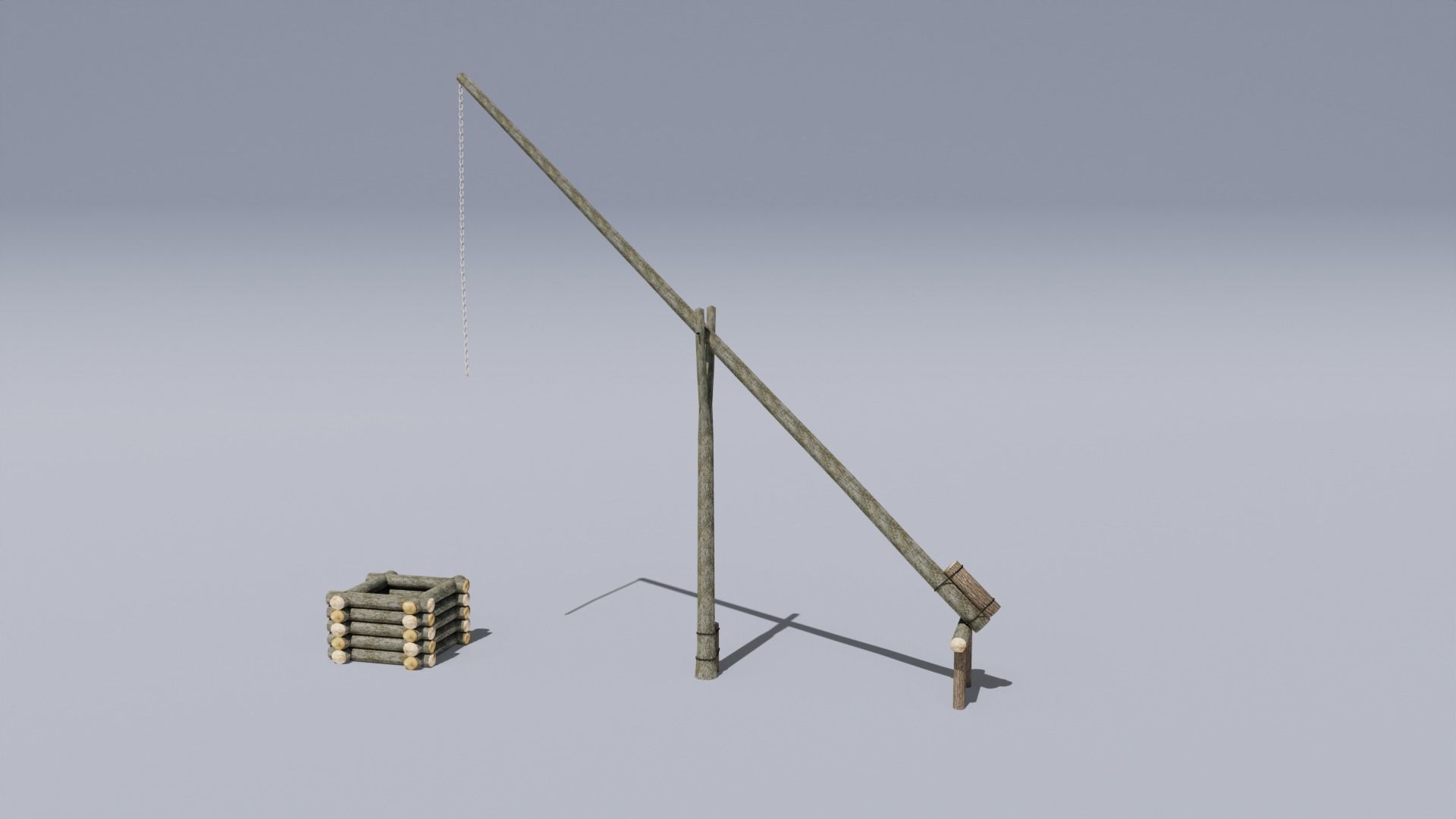 Ukrainian water well zhuravel shadoof Low-poly 3D model_2