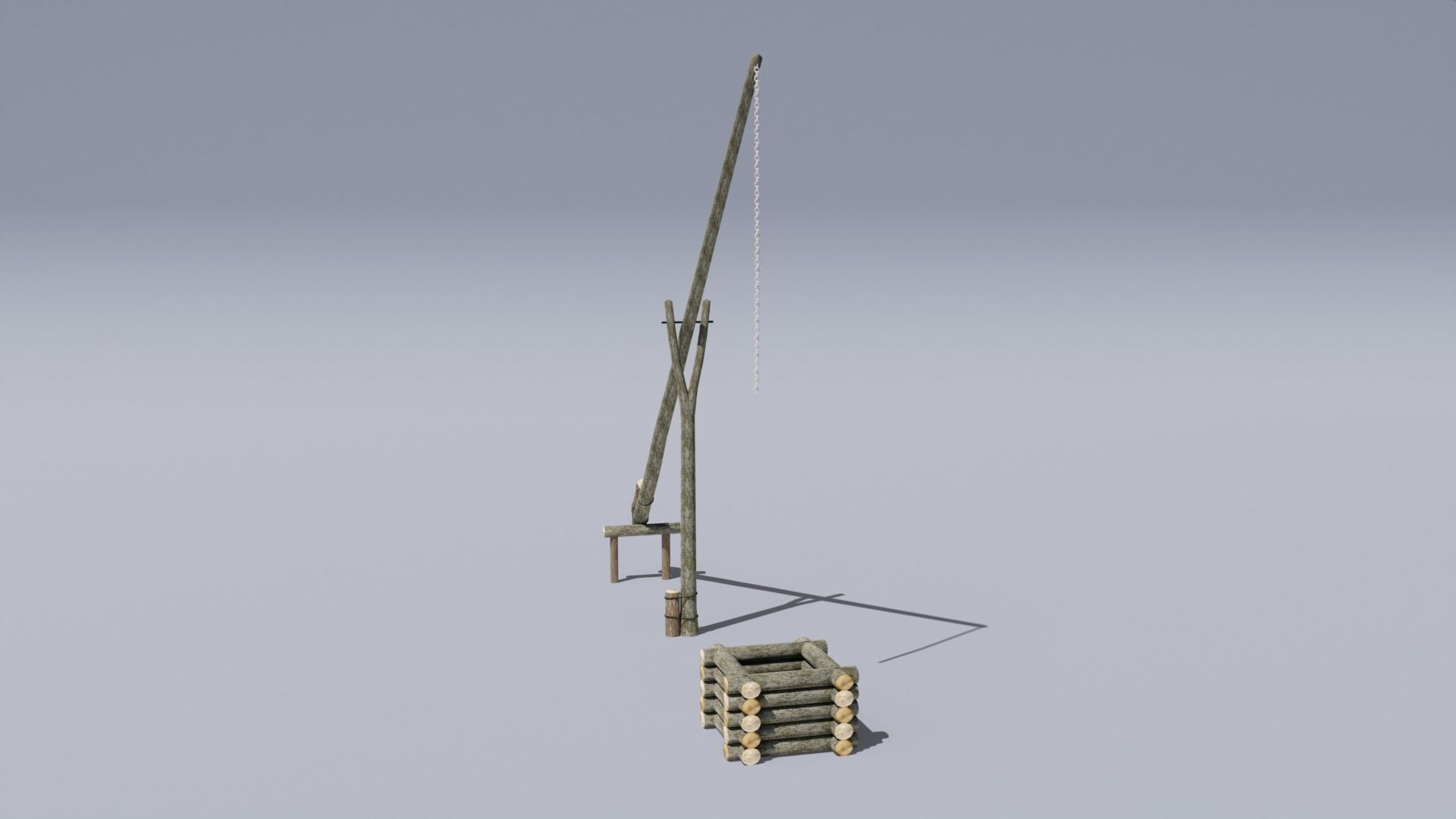 Ukrainian water well zhuravel shadoof Low-poly 3D model_6