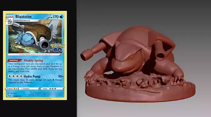 Blastoise on fours Pokemon OBJ STL 3D print model